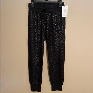 Black Sheer Leopard Print Joggers